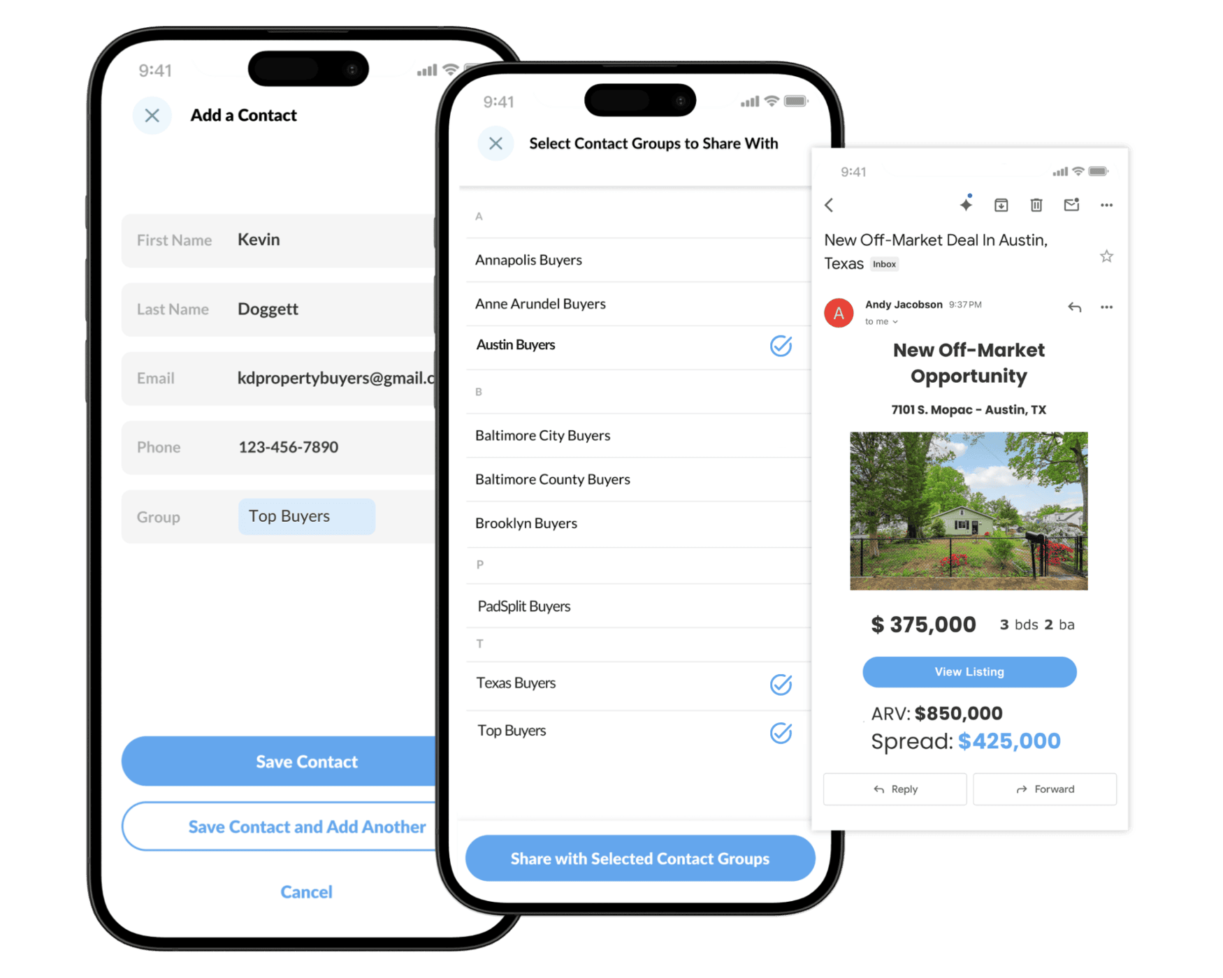 Wholster email campaign for distributing real estate deals to buyers